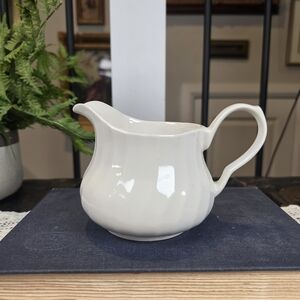 Antique Aynsley & Co. White Creamer Pitcher - Fluted Body - Impr. Mark